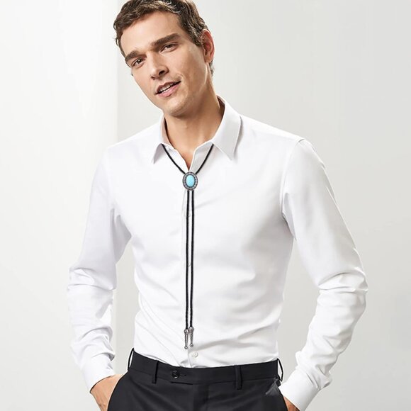 Bolo Tie,Handmade Vintage Bolo Ties for Men Western Cowboy Leather Necktie with - Picture 5 of 6